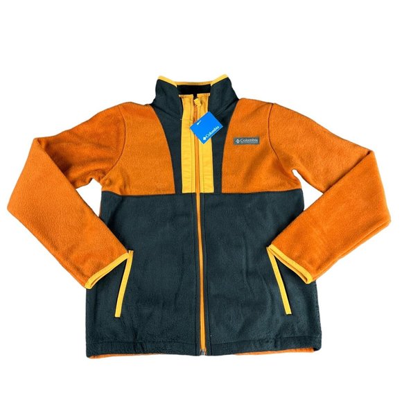 Columbia Back Bowl Full Zip Warm Copper Black Mango Fleece Jacket Youth Sz L-XL - Picture 3 of 5